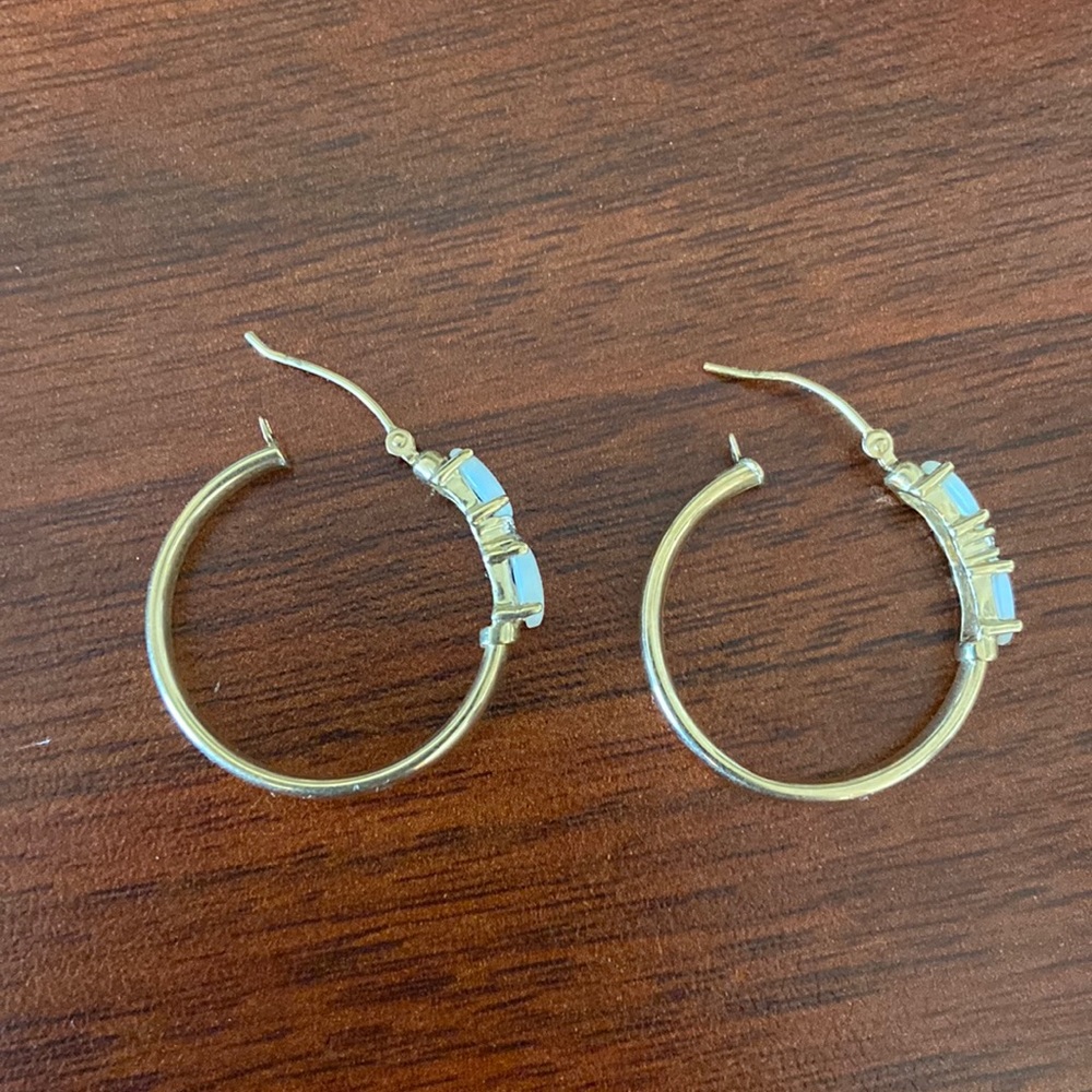 Opal hoop earrings